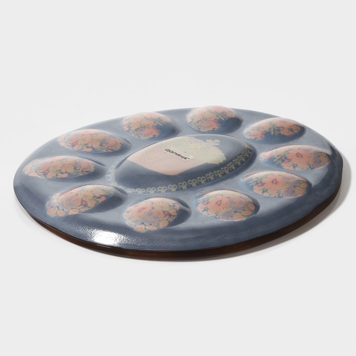 Подставка для яиц Доляна &laquo;Пасха&raquo;, 10 ячеек, 24&times;20,5 см, стекло, цвет чёрный