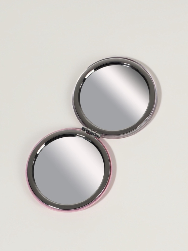 Зеркало складное &laquo;Цветы&raquo;, d = 7,2 см, с увеличением, цвет розовый
