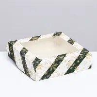 Коробка подарочная новогодняя складная с окном &laquo;Снежинка&raquo;, 15&times;15&times;4 см