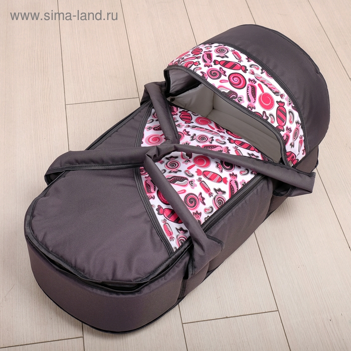 Коляска-трансформер &laquo;Гном&raquo;, пластиковые колёса, оттенки розового, рисунок МИКС