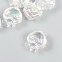 Бусина для рукоделия и плетения &laquo;Арт Узор. Сердечко с короной прозрачный перламутр&raquo;, пластик, 2.1&times;1.4&times;2.5 см