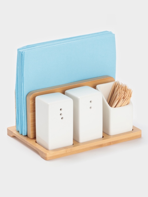 Набор для специй на подст 4 шт "BellaTenero" , солонка, перечница, салфетница, зубочист