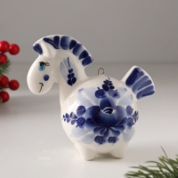 Ёлочный фарфоровый шар "Лошадь Русская" /авторская роспись/,  11 см