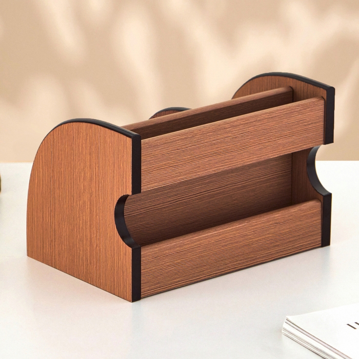 Органайзер 5 секций, 1 выдвижной ящик, серия Ясень шимо темный с кантом темным, 14*21см