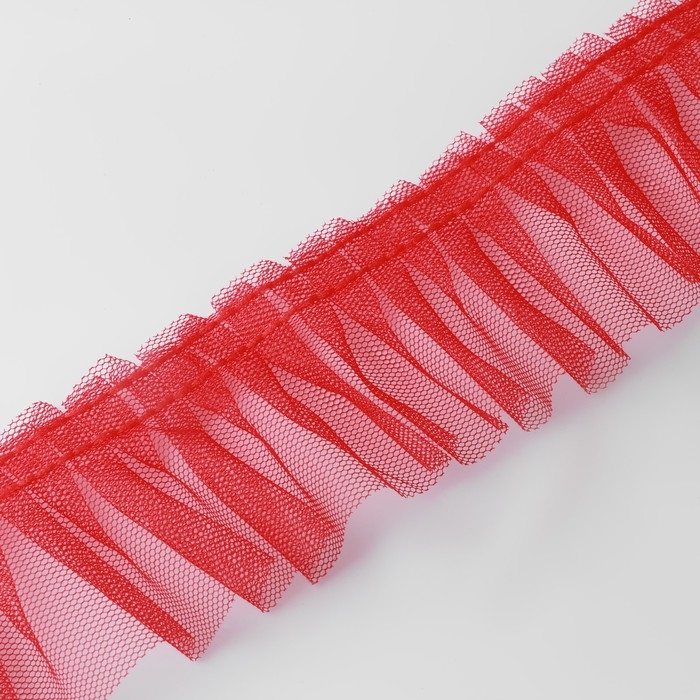 Рюш однослойный, 50 мм, 9 &plusmn; 0,5 м, цвет красный