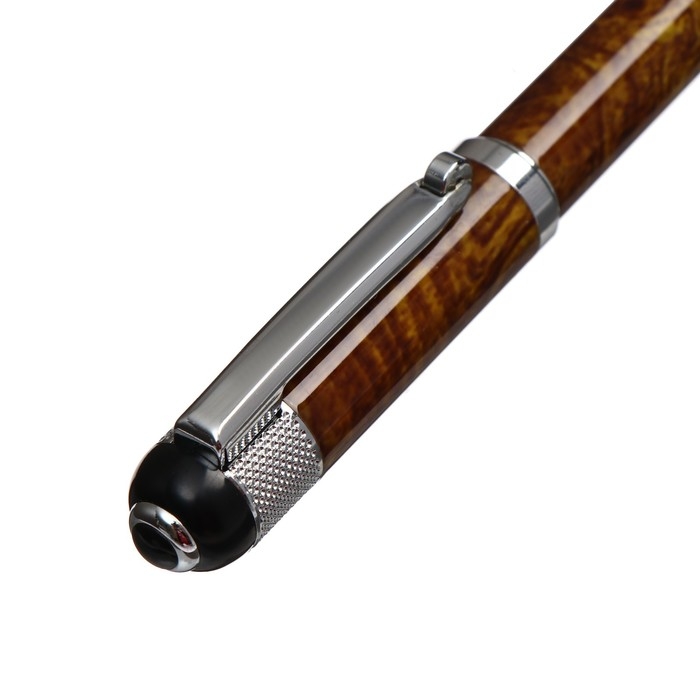 Ручка подарочная, шариковая "Вензура" в кожзам футляре, поворотная, корпус мрамор с серебром