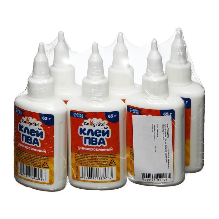 Клей ПВА Calligrata, с дозатором, набор из 6 шт по 65 грамм Клей ПВА Calligrata, с дозатором, набор из 6 шт по 65 грамм