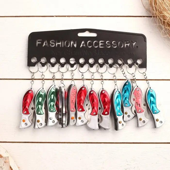 Нож складной, брелок "Акула" 11 см, микс, рукоять пластик