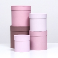 Набор круглых коробок 5 в 1, "Тепло" 20х20-14х14 Набор круглых коробок 5 в 1, "Тепло" 20х20-14х14