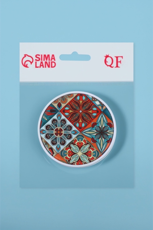 Зеркало складное &laquo;Витраж&raquo;, d = 7,3 см, цвет оранжевый/синий