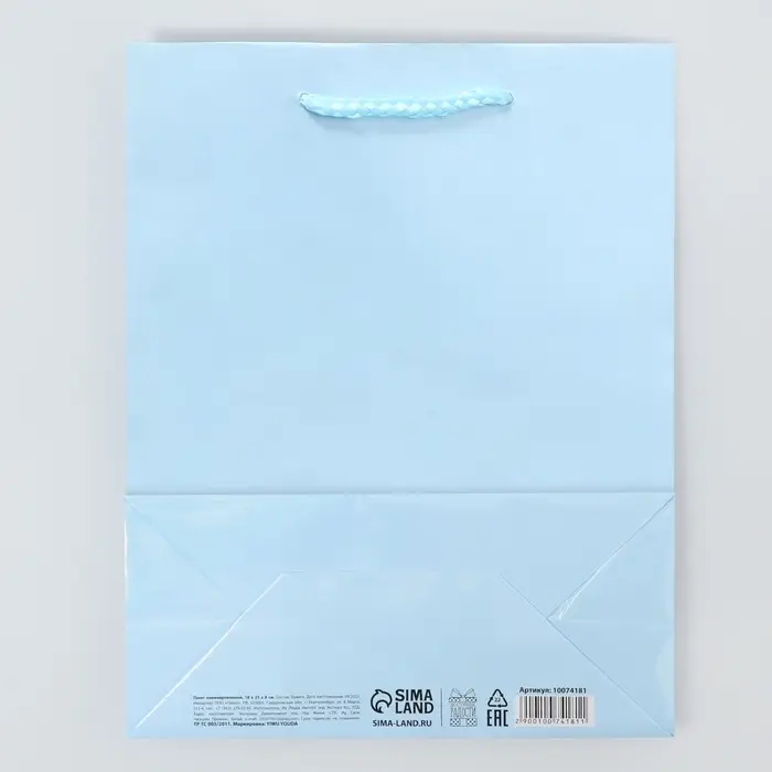 Пакет подарочный ламинированный, упаковка, &laquo;Голубой&raquo;, MS 18 х 23 х 8 см