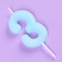 Свеча в торт &laquo;Цифра 3&raquo;, светящаяся голубая, 9 см