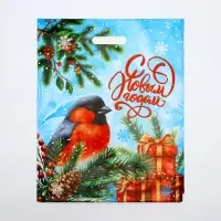 Пакет &laquo;Снегирь новым годом&raquo;, полиэтиленовый с вырубной ручкой, 45&times;38 см, 60 мк