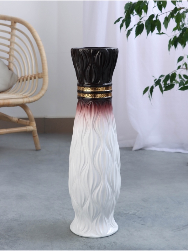 Ваза керамика напольная "Иниго" талия, 59х16 см, бело-бордовый