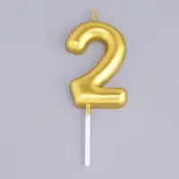 Свеча в торт &laquo;Европейская&raquo;, цифра 2, 6 см, золото