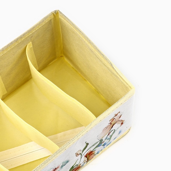 Органайзер для хранения, кофр для белья 6 ячеекк "Цветы", 32 х 15 х 10 см