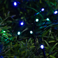 Гирлянда &laquo;Нить&raquo; 5 м, IP44, тёмная нить, 50 LED, свечение синее/аквамарин, 2 режима, солнечная батарея