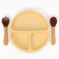 Тарелка детская секционная с ложкой и вилкой, 3 секции, молочный, Mum&Baby