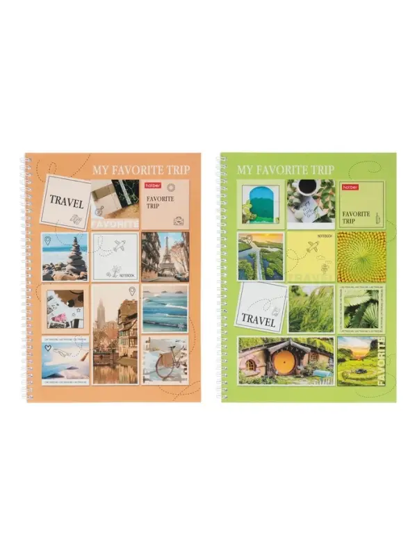 Тетрадь А4 80л кл Hatber "TRAVEL", на греб, перф на отрыв, многоцв срез, глянц лам 2В МИКС