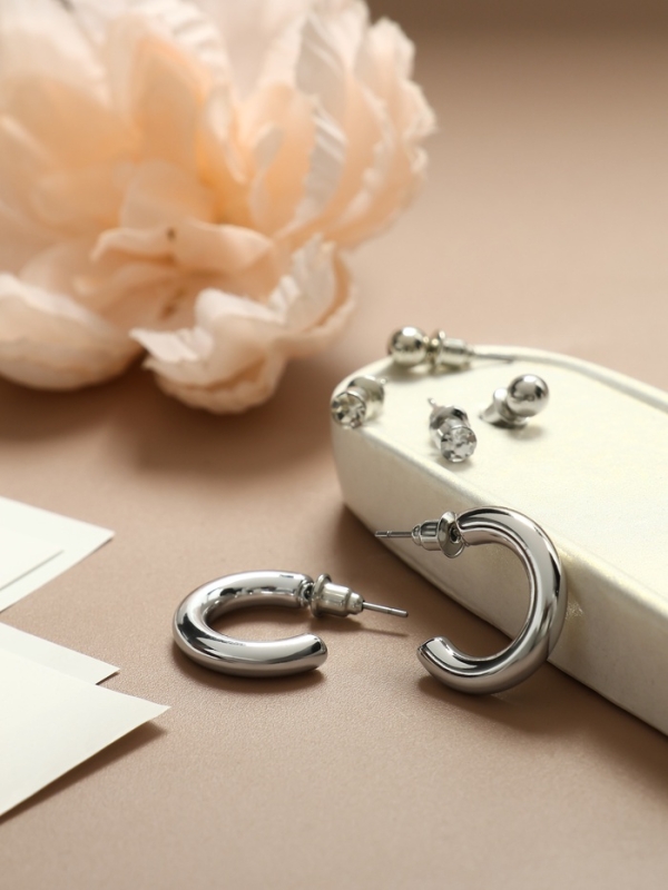 Набор серьги 3 пары &laquo;Классика&raquo; кольца, цвет серебро