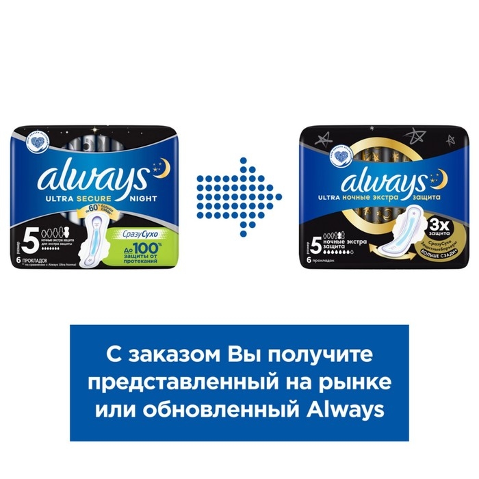 Женские гигиенические прокладки Always Ultra Night Single, ароматизированные, 6 шт.