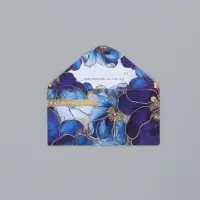 Конверт для денег &laquo;В день рождения&raquo;, синие цветы, 16,5 х 8 см