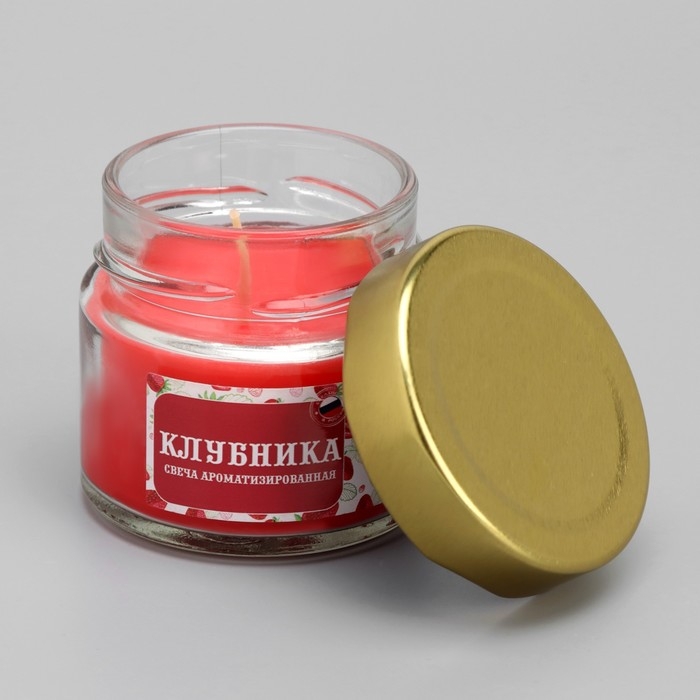 Свеча в банке ароматизированная "Клубника" 50гр, время горения 13ч