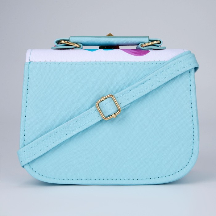 Сумка детская для девочки &laquo;Единорог&raquo;, отдел на молнии, цвет белый/голубой, 16х6,5х12 см