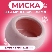 Миска керамическая для грызунов со скошенным краем 30 мл  5,7 х 5,7 х 3,5 см, розовая