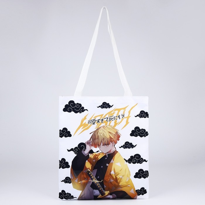 Шопер &laquo;Дзэницу&raquo;, 35х0.5х40 см, отд без молнии, без подклада, белый