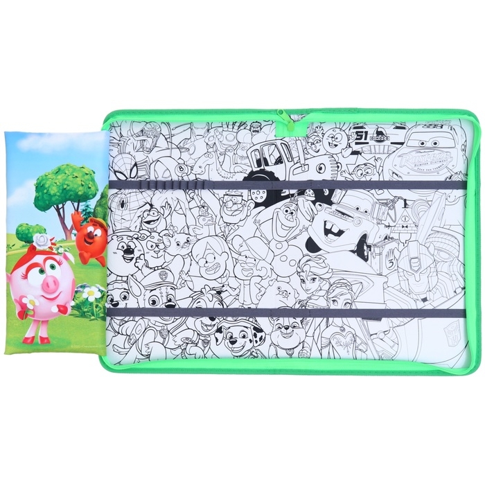 Папка для труда А4 с пеналом, на молнии, текстиль, Смешарики Папка для труда А4 с пеналом, на молнии, текстиль, Смешарики