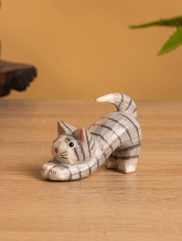 Сувенир &laquo;Потягивающийся Кот&raquo;, 2.5&times;6&times;5 см, дерево, серый