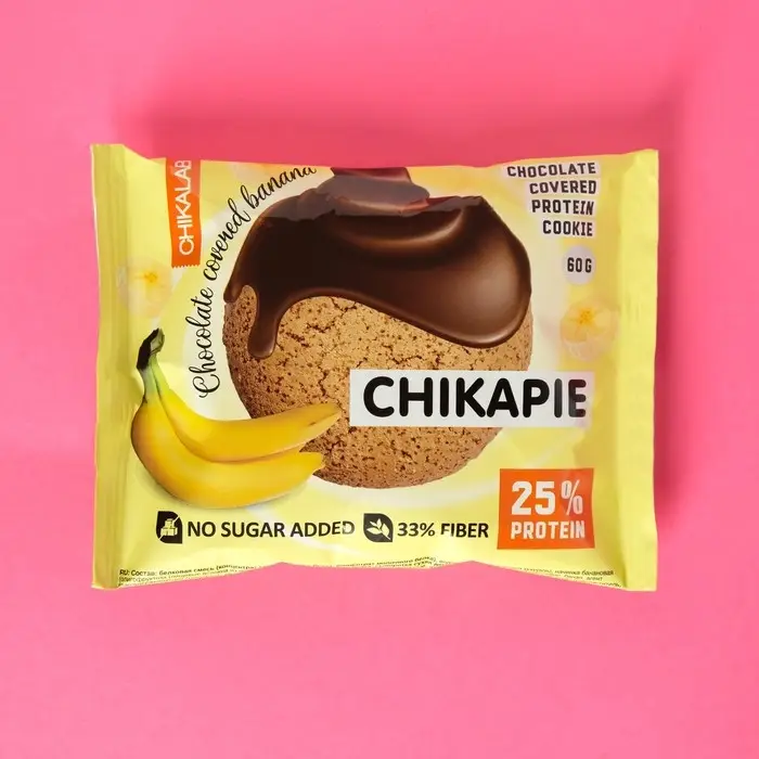 Печенье с начинкой CHIKALAB Банан в шоколаде, спортивное питание, 60 г