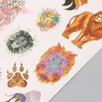 Наклейки бумага "Лев" набор 2 листа 20х15 см