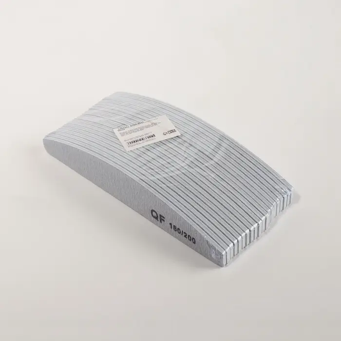 Пилка для ногтей, лодочка, 180/200 грит, 18 см, фасовка 20 шт., серая