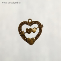 Музыка ветра металл "Двойное сердце со стрелой" 4 трубочки 56 см