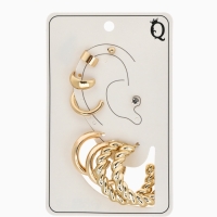 Набор серьги и каффы 9 шт. &laquo;Кольца&raquo; переплетение, цвет золото