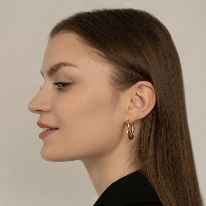 Серьги-кольца «Две линии» объятие, цвет золото, d=2,5 см Серьги-кольца «Две линии» объятие, цвет золото, d=2,5 см