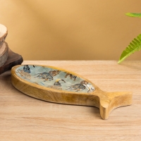 Блюдо в форме рыбки "Мудрый слон" дерево манго 25,5х10х2 см