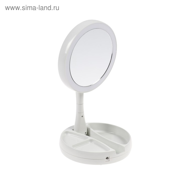 Зеркало Luazon KZ-09, подсветка, настольное, 30 × 16 × 16 см, увеличение х 10, USB, белое Зеркало Luazon KZ-09, подсветка, настольное, 30 × 16 × 16 см, увеличение х 10, USB, белое