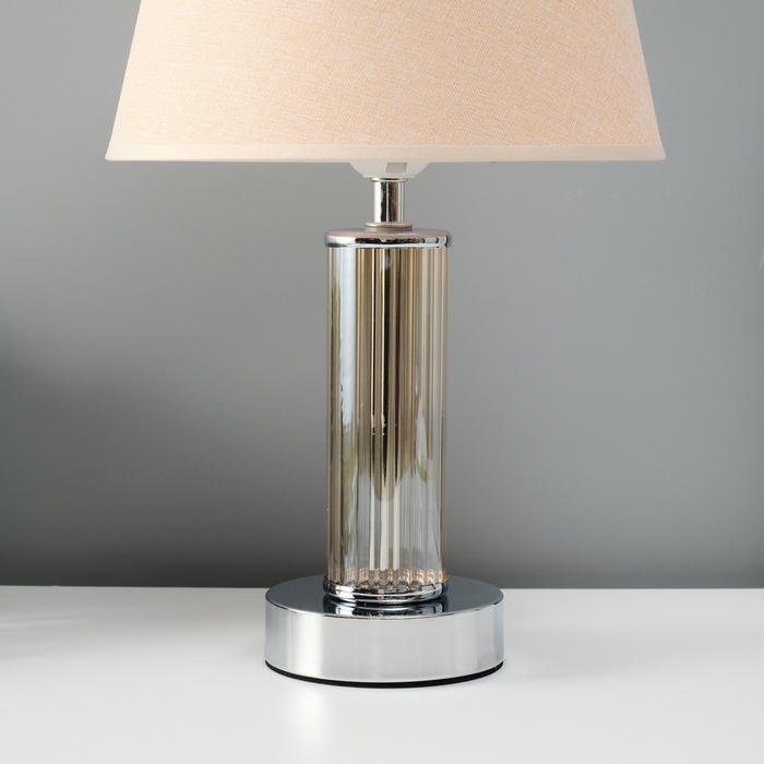 Лампа настольная "Арабеска" 1х40Вт Е27 хром/бежевый 22х22х36см