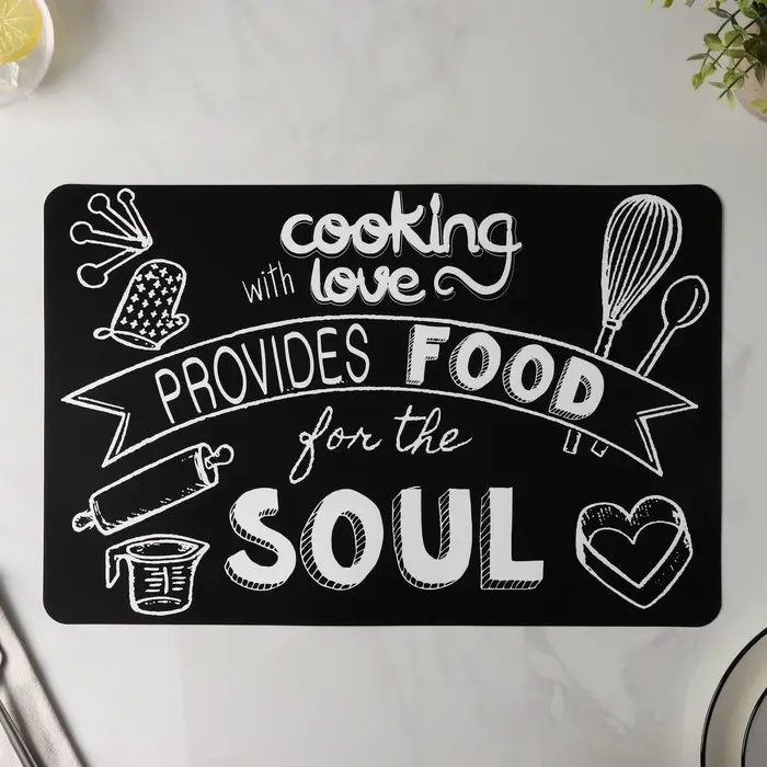 Салфетка сервировочная на стол &laquo;Кулинария&raquo;, 42&times;27 см, чёрная