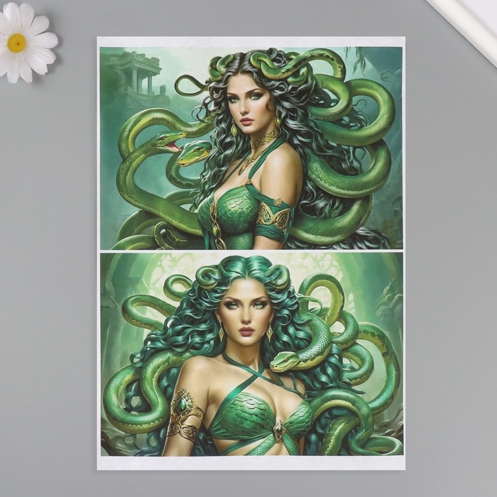 Набор декупажных карт 6 шт &laquo;Девушки и змеи&raquo;, плотность 45 гр/м2, формат А4
