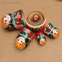 Матрёшка &laquo;Снегири в рябине&raquo;, чёрный платок, 5 кукольная, 15 -18 см