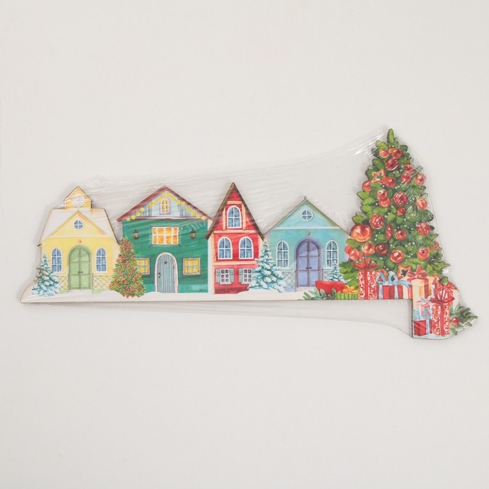 Декор на раму двери новогодний &laquo;Домики&raquo;,  на Новый год, 25,5 х 11,8 см