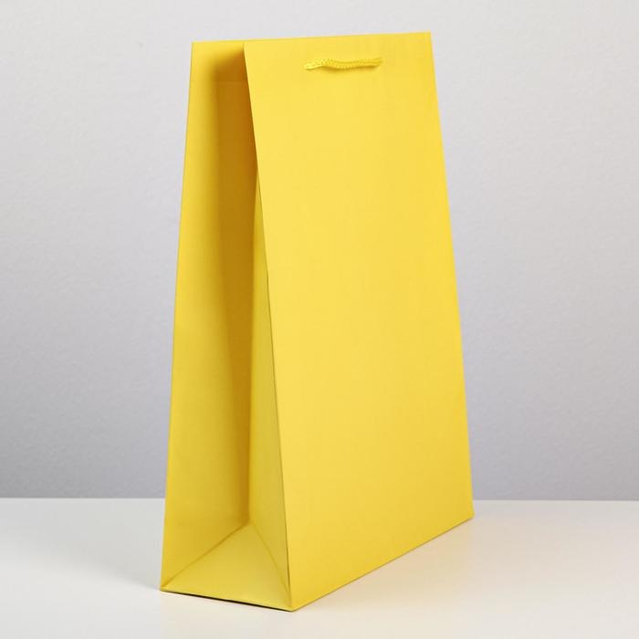 Пакет подарочный ламинированный, упаковка, &laquo;Жёлтый&raquo;, L 28 х 38 х 9 см