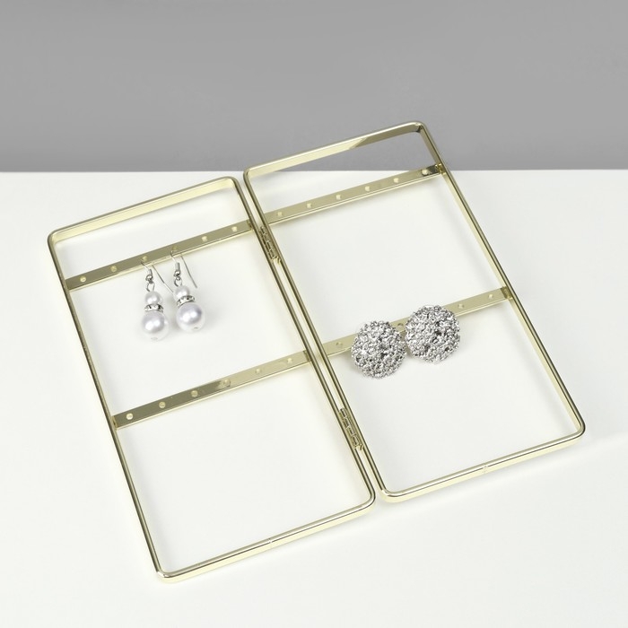 Подставка-книжка под серьги, 2 секции, 2 ряда, 16&times;20&times;2 см, цвет золотой