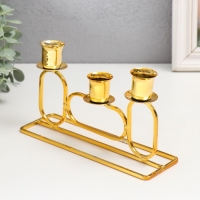 Подсвечник металл на 3 свечи "Овалы" d=2,3 см золото 5,8х20х11,5 см