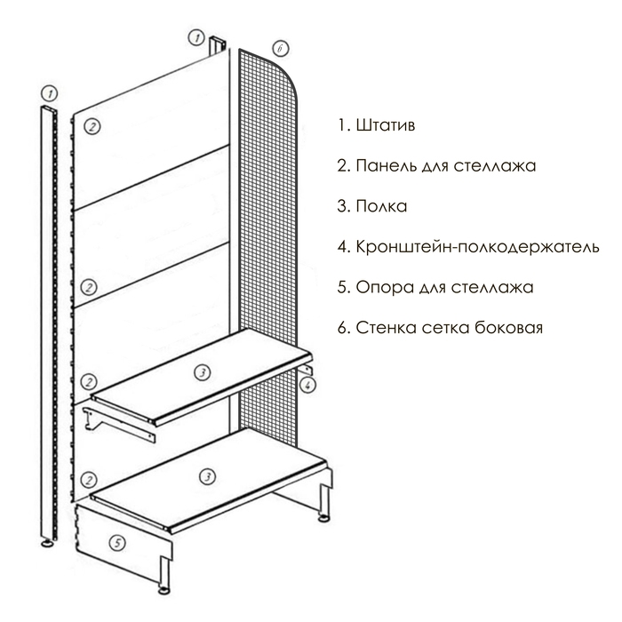 Стенка сетка боковая, 1750×400 мм, цвет белый Стенка сетка боковая, 1750×400 мм, цвет белый