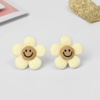 Клипсы детские &laquo;Выбражулька&raquo; цветок смайл, цвет бежево-коричневый